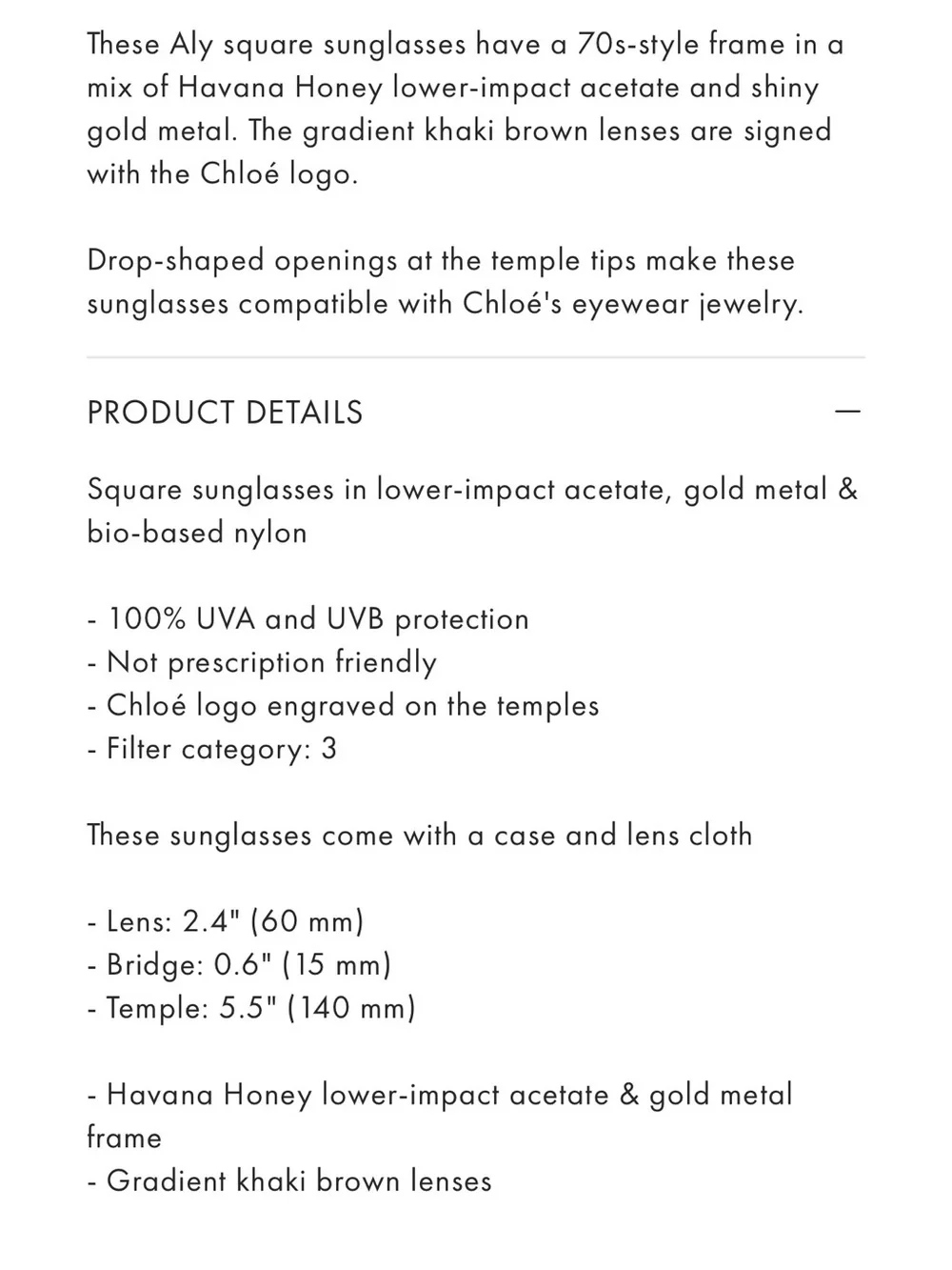 Chloe Aly Tortoiseshell Square Sunglasses with Gold Temples